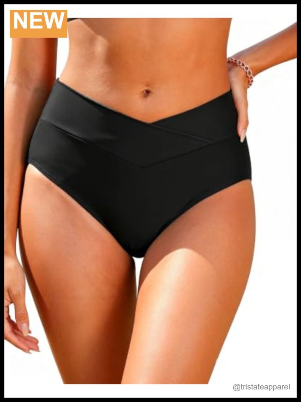 Women's V-Cut High-Waist Bikini Bottom Full Coverage Swimwear